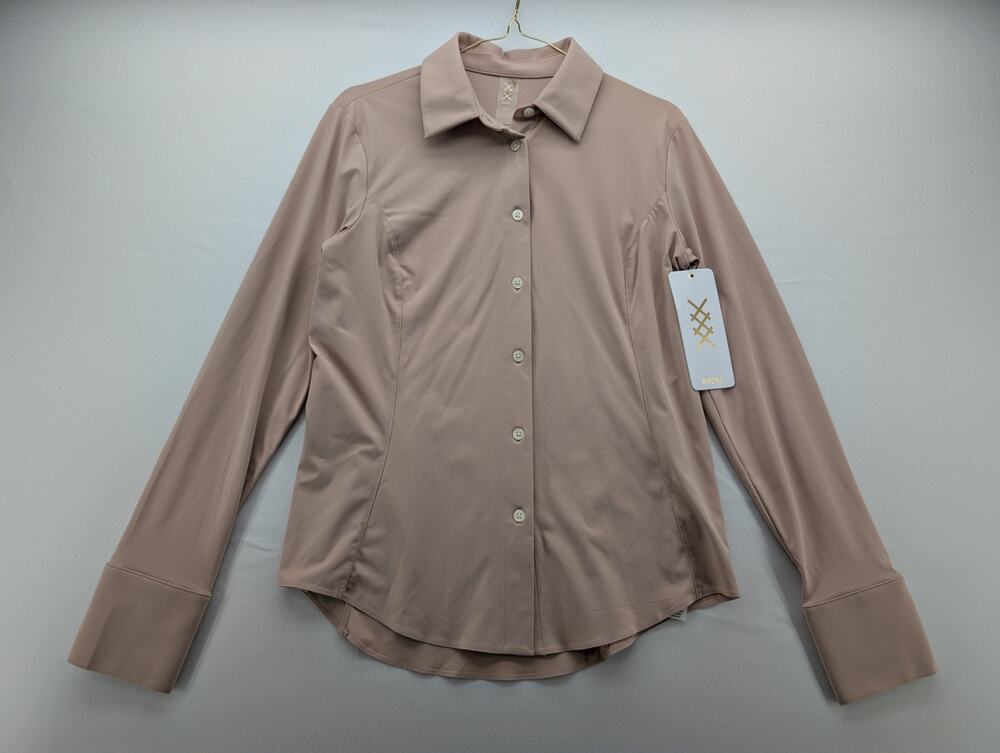 NWT Rhone Women's Commuter Performance Button-Up Shirt in Rose Dust size Small